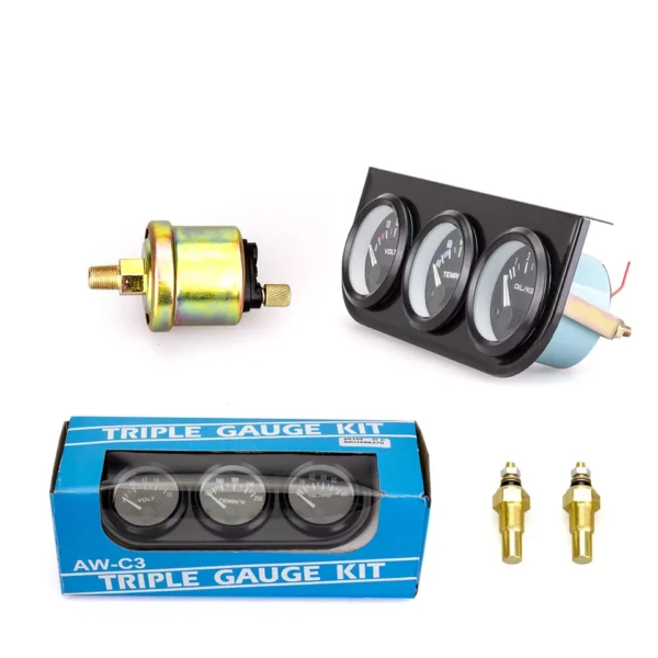 Oil Pressure Water Temp Oil Temperature Gauge Triple 3 in 1 Kit - Image 5